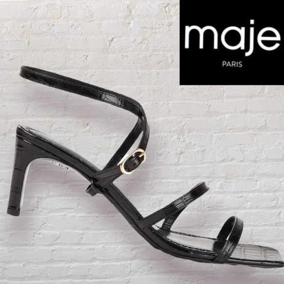 Maje Farrie Croc-Effect leather sandals Size 7 - Picture 1 of 15